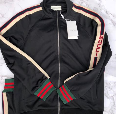 gucci track suit black|gucci jacquard tracksuit.